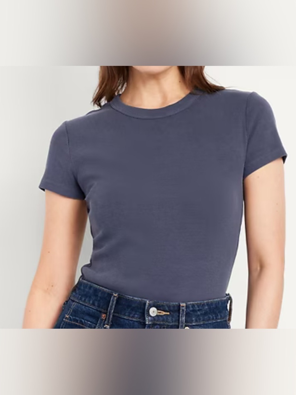Old Navy Snug Ribbed TideWater Short Sleeve Crewneck Cropped T-Shirt Size XL